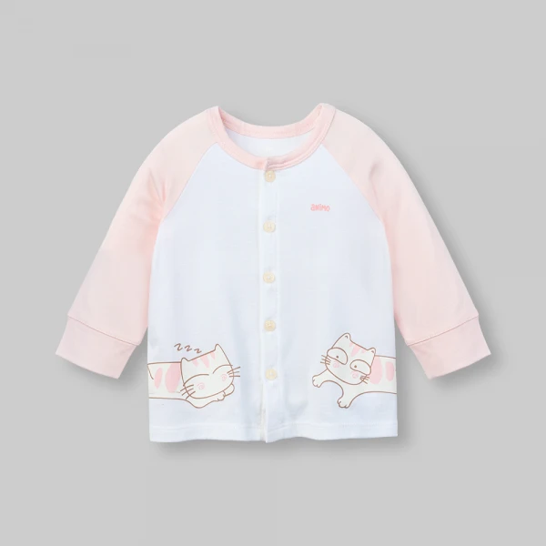 Set 2 bộ kháng khuẩn modal dài Animo VD0126018 (0-24M,Trắng-hồng nhạt,NN06)