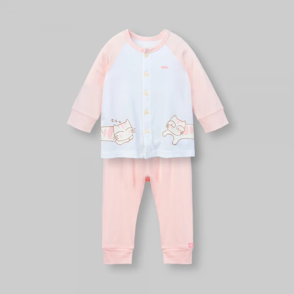 Set 2 bộ kháng khuẩn modal dài Animo VD0126018 (0-24M,Trắng-hồng nhạt,NN06)