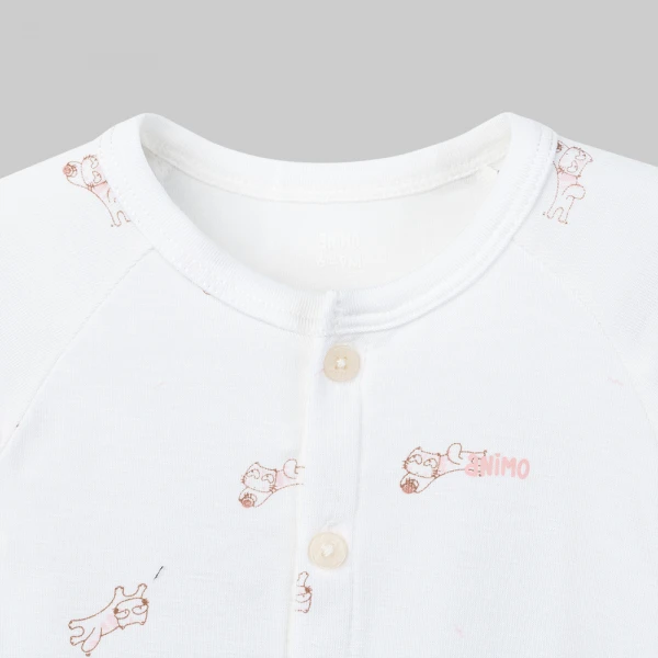 Set 2 bộ kháng khuẩn modal dài Animo VD0126018 (0-24M,Trắng-hồng nhạt,NN06)