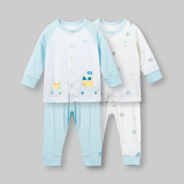 Set 2 bộ kháng khuẩn modal dài Animo VD0126021 (0-24M,Trắng-biển nhạt,NN06)