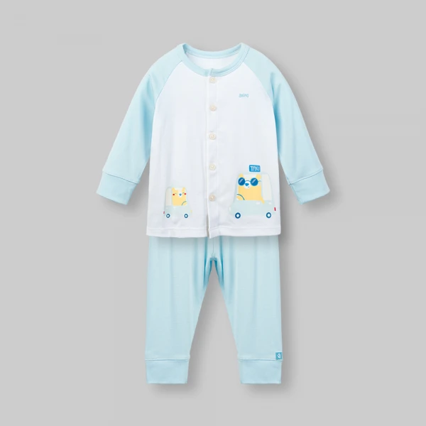 Set 2 bộ kháng khuẩn modal dài Animo VD0126021 (0-24M,Trắng-biển nhạt,NN06)