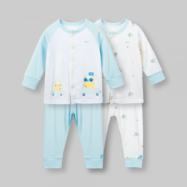 Set 2 bộ kháng khuẩn modal dài Animo VD0126021 (0-24M,Trắng-biển nhạt,NN06)