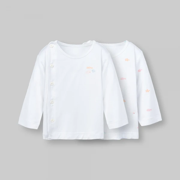 Set 2 áo sơ sinh cài chéo tay dài Animo Easy KV0126059 (NB-9M,Trắng)
