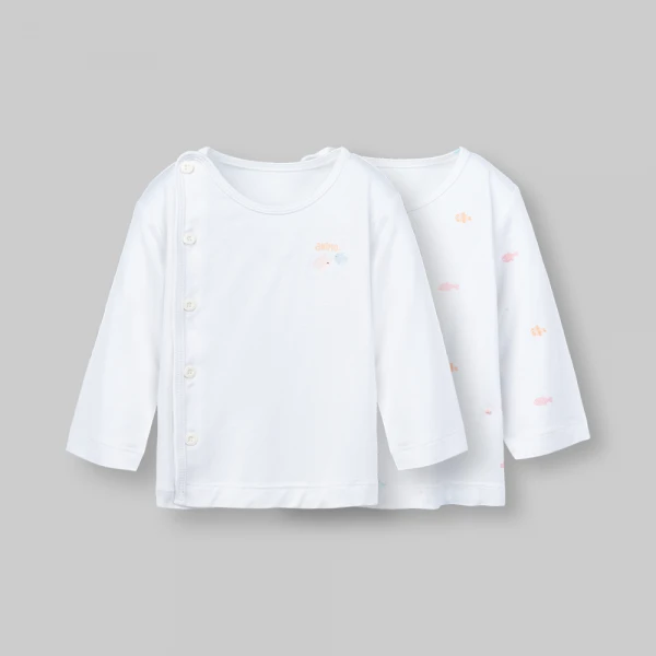 Set 2 áo sơ sinh cài chéo tay dài Animo Easy KV0126059 (NB-9M,Trắng)