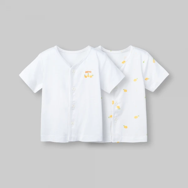 Set 2 áo sơ sinh cài giữa tay ngắn Animo Easy KV0126060 (NB-9M,Trắng)