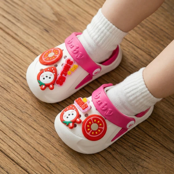 Dép sục bé gái Animo A2601_JK003 (17-23,Trắng-Hồng)