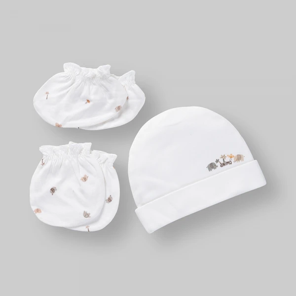 Set nón bao tay chân bé gái thun Animo HN0226039 (NB,Nhiều màu)