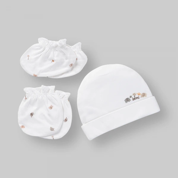 Set nón bao tay chân bé gái thun Animo HN0226039 (NB,Nhiều màu)