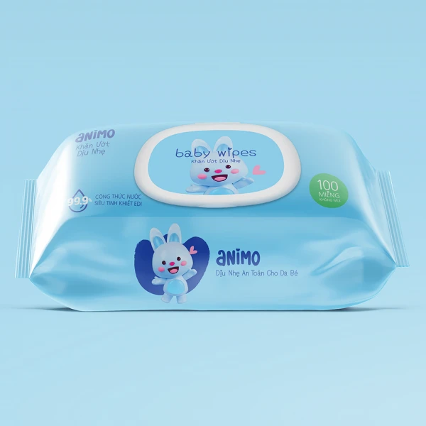 Khăn Ướt Dịu Nhẹ Animo không mùi (100 tờ)