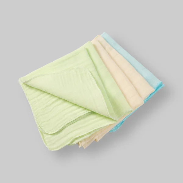 Khăn sữa xô nhăn Cotton 3 lớp trơn Animo T2601_PP001 (25x25cm,6 cái)