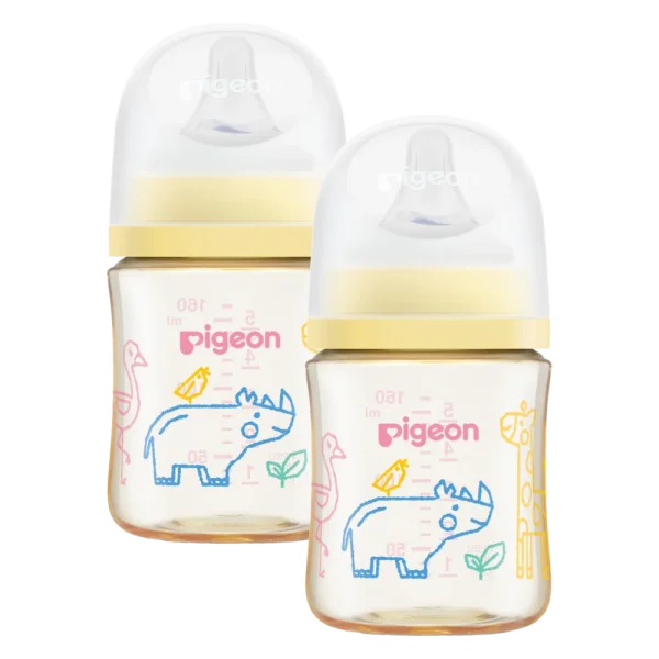 Combo 2 Bình Sữa Pigeon PPSU Softouch Baby-Friendly World 160ml, muông thú SS)