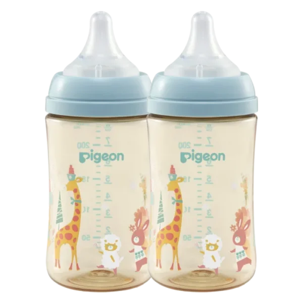 Combo 2 B&igrave;nh sữa Pigeon PPSU Plus WN3 240 ml, h&igrave;nh th&uacute; cưng (M)