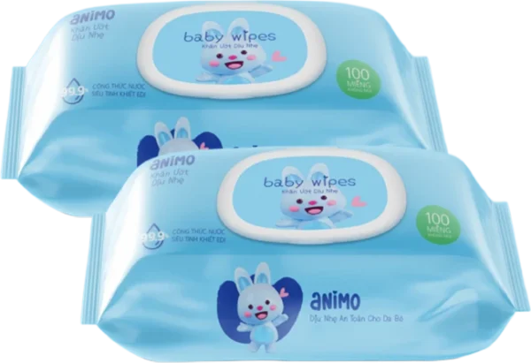 Combo 2 Khăn Ướt Dịu Nhẹ Animo không mùi (100 tờ) - Pink Mom