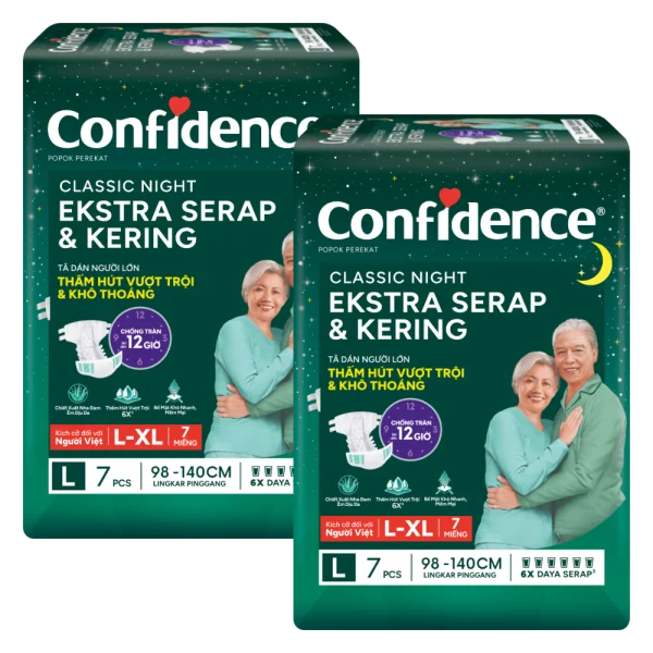 Quà tặng khi mua Combo 2 Tã dán người lớn Confidence thấm hút vượt trội & khô thoáng size L7 (vòng hông 98 - 140cm)