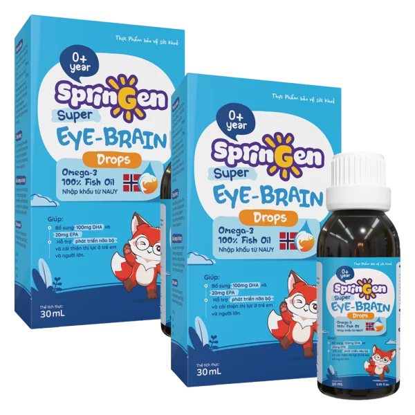 Combo 2 Thực phẩm bảo vệ sức khỏe SprinGen Super Eye - Brain Drops