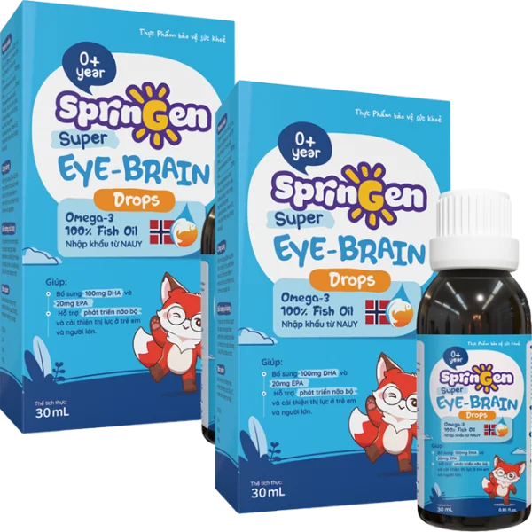 Combo 2 Thực phẩm bảo vệ sức khỏe SprinGen Super Eye - Brain Drops