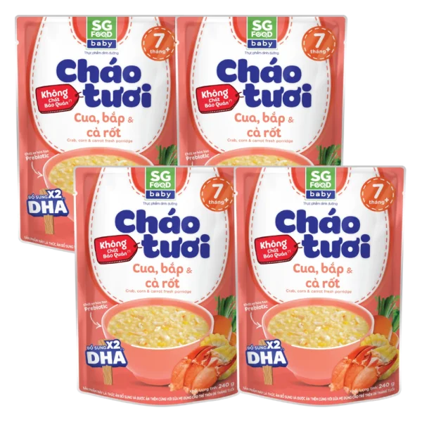 Combo 4 Cháo tươi baby cua, bắp cà rốt 240g SGF