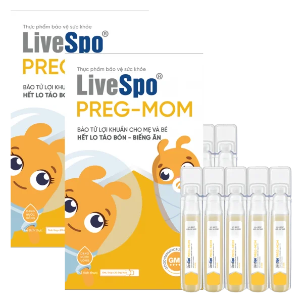 Combo 2 Thực phẩm bảo vệ sức khỏe LiveSpo® PREG-MOM (20 ống/hộp)