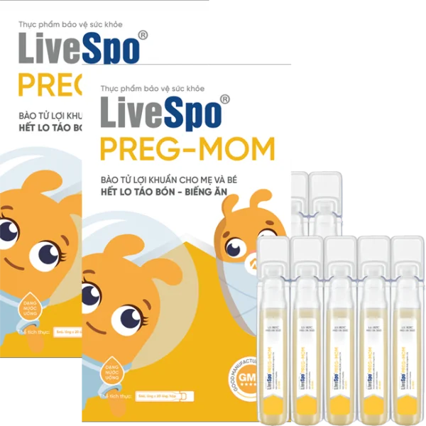 Combo 2 Thực phẩm bảo vệ sức khỏe LiveSpo® PREG-MOM (20 ống/hộp)