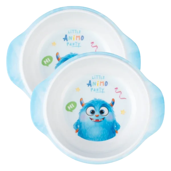 Combo 2 Bát ăn dặm melamine cao cấp Animo (W6082, tay cầm, monster party)
