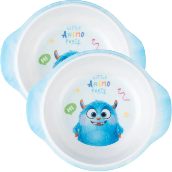 Combo 2 Bát ăn dặm melamine cao cấp Animo (W6082, tay cầm, monster party)