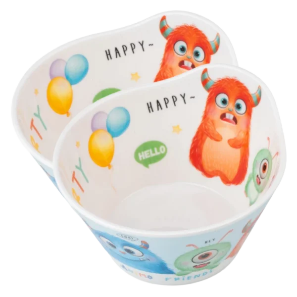 Combo 2 Bát ăn dặm melamine cao cấp Animo (W6015, tròn, monster party)