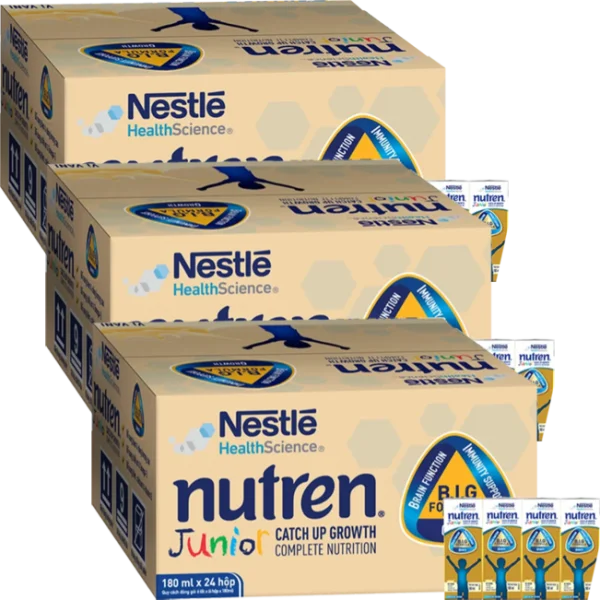 3 Thùng Thực phẩm dinh dưỡng y học Nutren Junior 180ml (1 -10 tuổi) (Lốc 4 hộp)