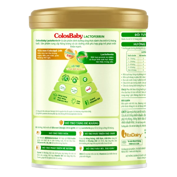 SPDD công thức ColosBaby Lactoferrin 0+ 800g (0 - 12 tháng)