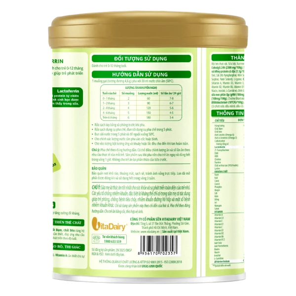 SPDD công thức ColosBaby Lactoferrin 0+ 800g (0 - 12 tháng)