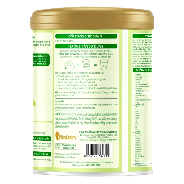 SPDD công thức ColosBaby Lactoferrin 2+ 800g ( từ 2 tuổi)