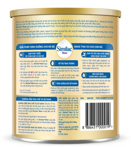 Similac Mom Hương Vani, 400g *Giao bao bì ngẫu nhiên