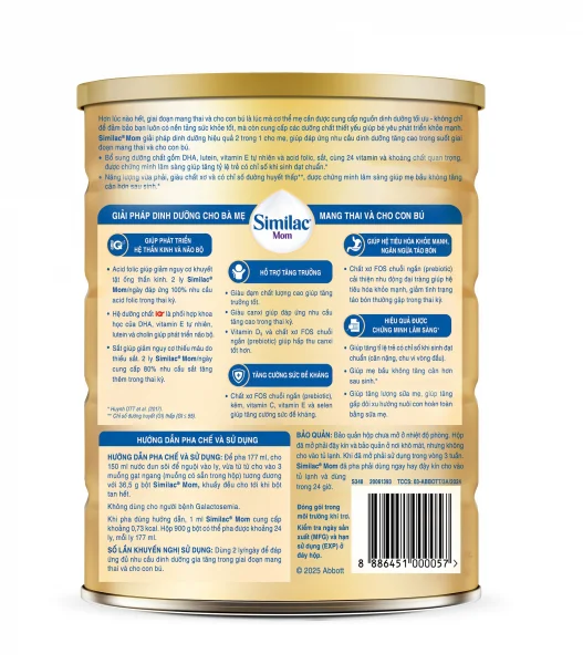 Combo 4 lon Sữa bầu Similac Mom 900g hương Vani