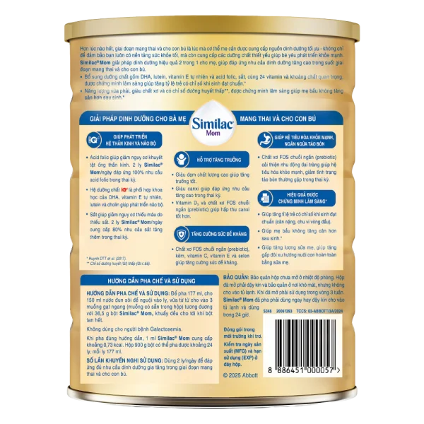 Combo 4 lon Sữa bầu Similac Mom 900g hương Vani