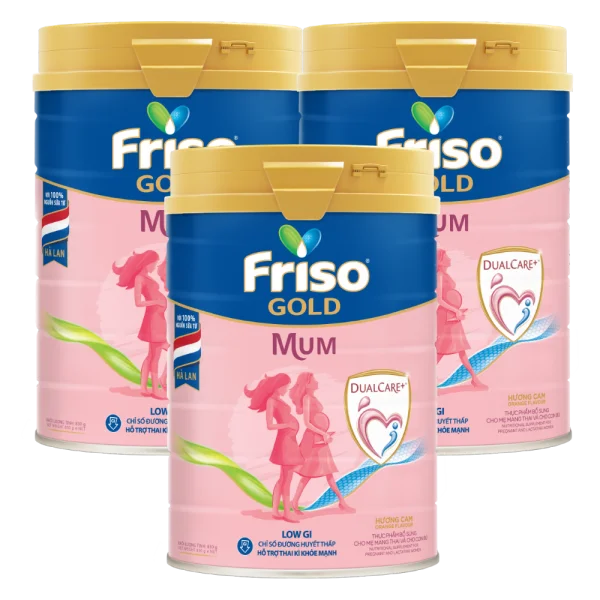 Combo 3 lon Sữa bầu Friso Mum Gold 830g hương cam *Giao bao b&igrave; ngẫu nhi&ecirc;n