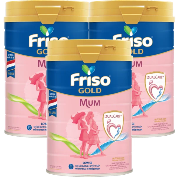 Combo 3 lon Sữa bầu Friso Mum Gold 830g hương cam *Giao bao bì ngẫu nhiên