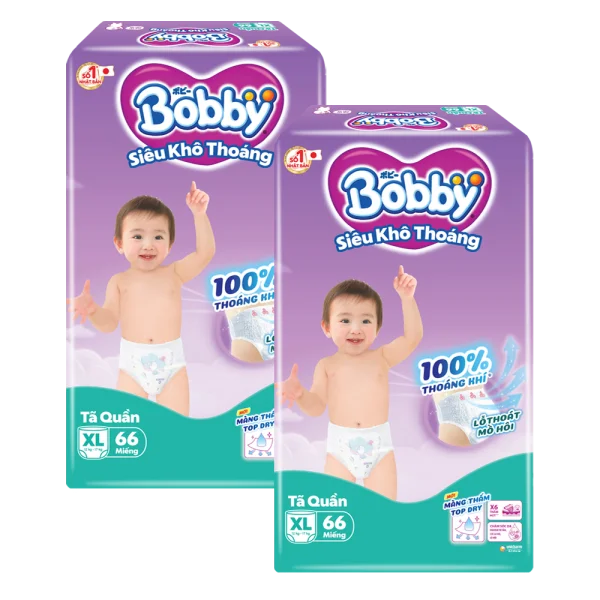 Combo 2 Tã quần Bobby size XL, 66 miếng (Giao bao bì ngẫu nhiên)