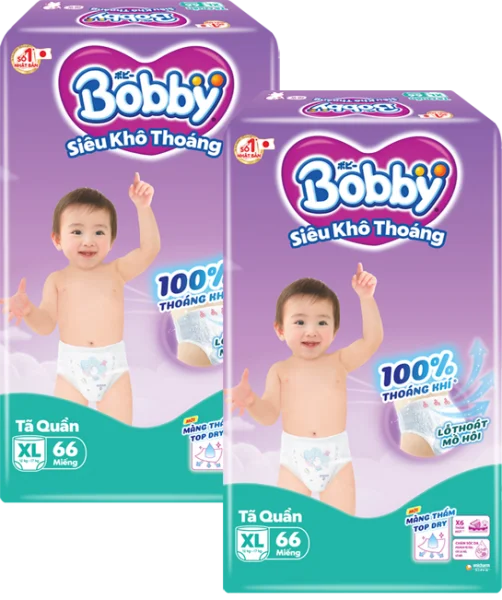 Combo 2 Tã quần Bobby size XL, 66 miếng (Giao bao bì ngẫu nhiên)