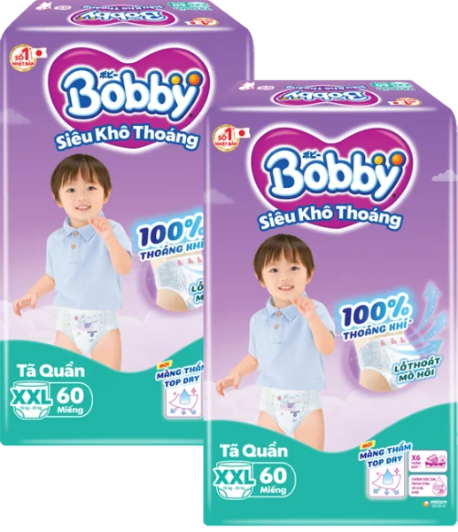 Combo 2 Tã quần Bobby size XXL, 60 miếng (Giao bao bì ngẫu nhiên)
