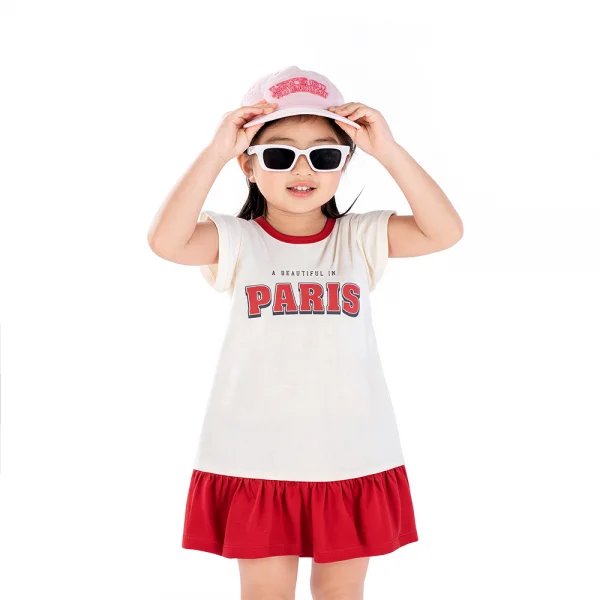 Đầm bé gái Animo Easy LU0426043 (1Y-4Y,Kem-đỏ,TT02)
