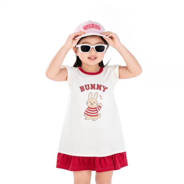 Đầm bé gái Animo Easy LU0426045 (1Y-4Y,Kem-đỏ,TT02)