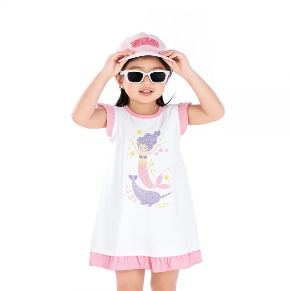 Đầm bé gái Animo Easy TX0326026 (1Y-4Y,Trắng-hồng,TT02)