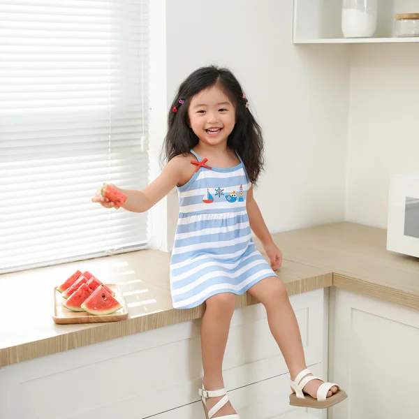 Đầm dây bé gái Animo Easy TX0326019 (1Y-4Y,Trắng-Dương,TT16)