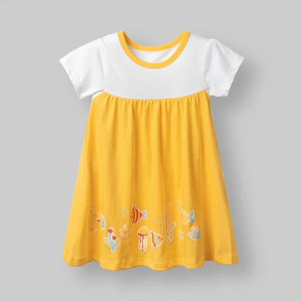 Đầm bé gái Animo Easy TX0326023 (1Y-4Y,Trắng-vàng,TT02)
