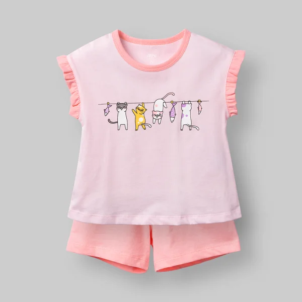 Bộ bé gái ngắn Animo Easy LU0326009 (1Y-4Y,Hồng,TT02)
