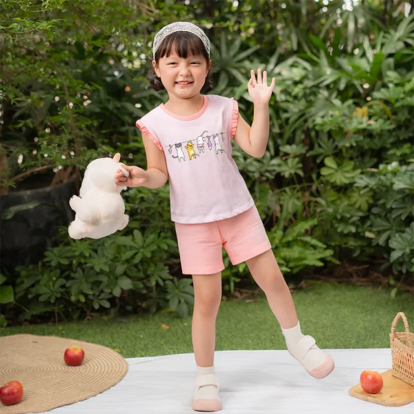 Bộ bé gái ngắn Animo Easy LU0326009 (1Y-4Y,Hồng,TT02)