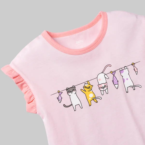 Bộ bé gái ngắn Animo Easy LU0326009 (1Y-4Y,Hồng,TT02)