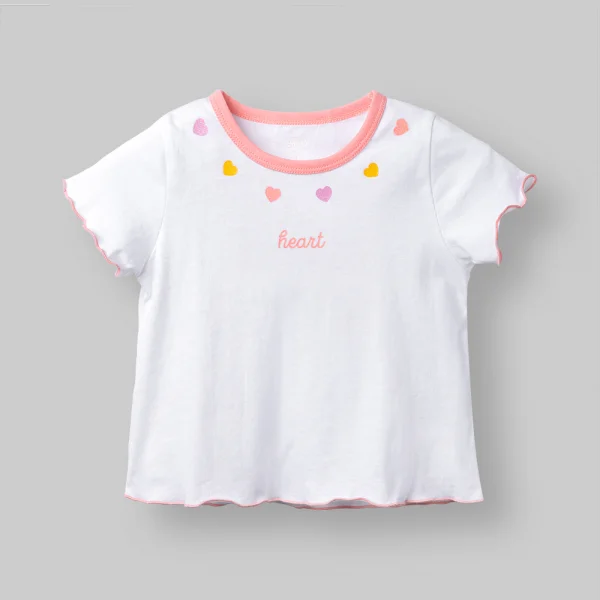 Bộ bé gái ngắn Animo Easy LU0326010 (1Y-4Y,Trắng-hồng,TT01)