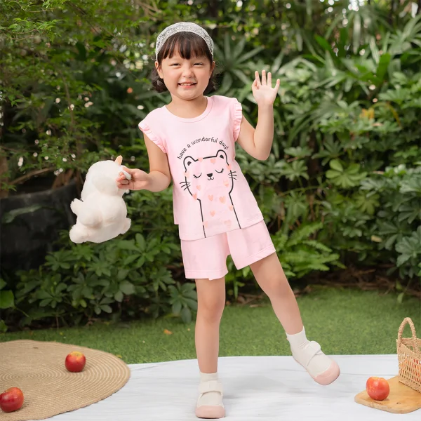 Bộ bé gái ngắn Animo Easy LU0326011 (1Y-4Y,Hồng,TT02)