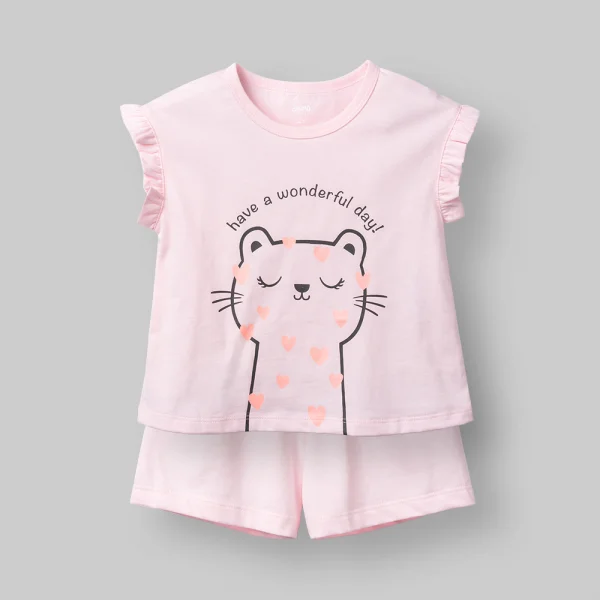 Bộ bé gái ngắn Animo Easy LU0326011 (1Y-4Y,Hồng,TT02)