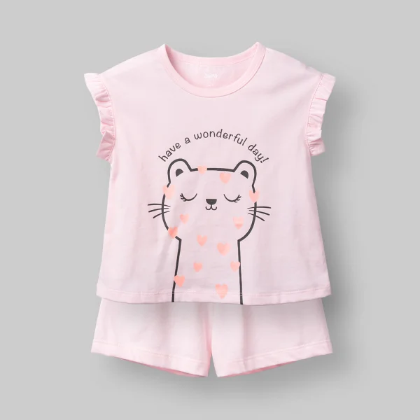 Bộ bé gái ngắn Animo Easy LU0326011 (1Y-4Y,Hồng,TT02)